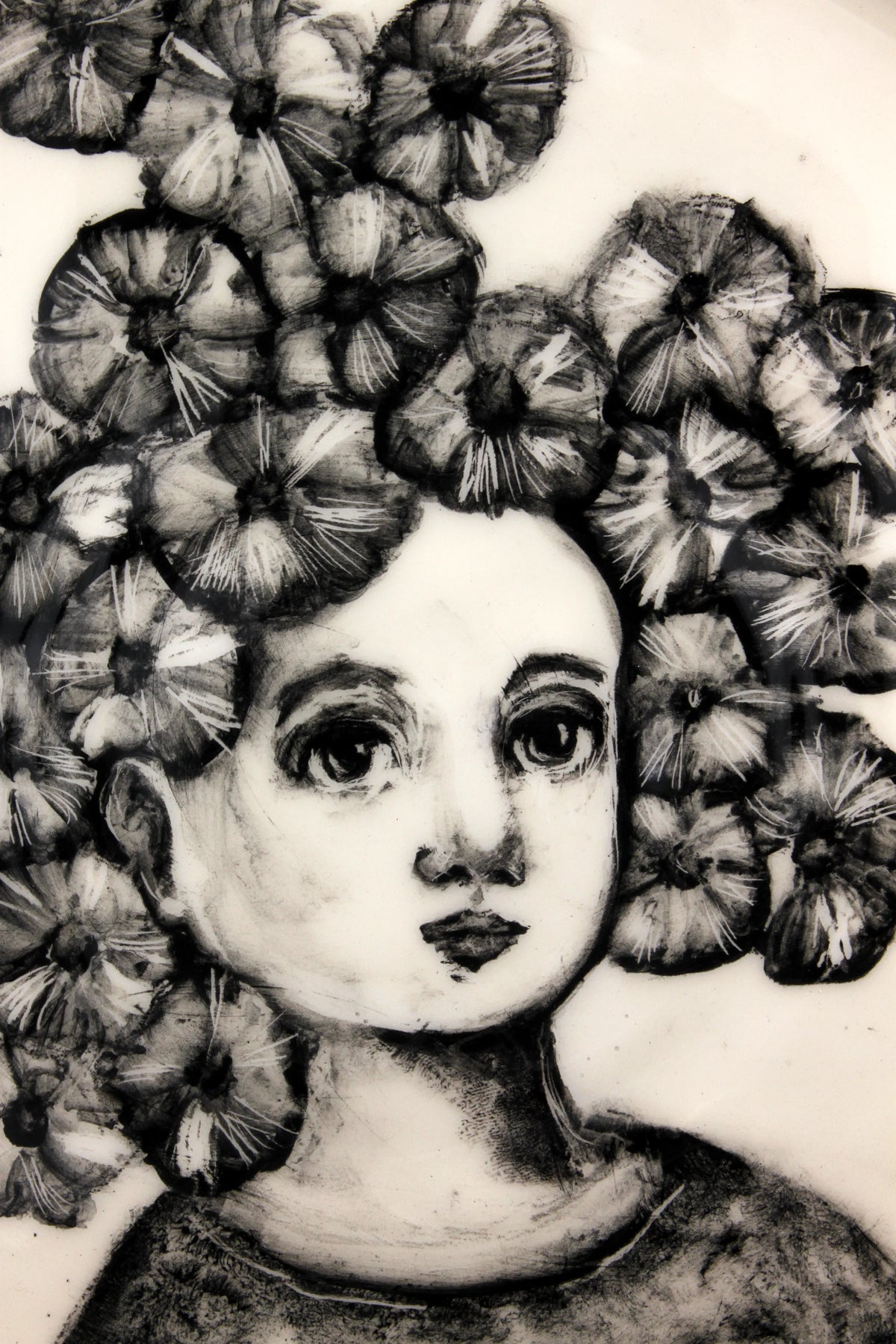grande assiette "portrait fleuri"