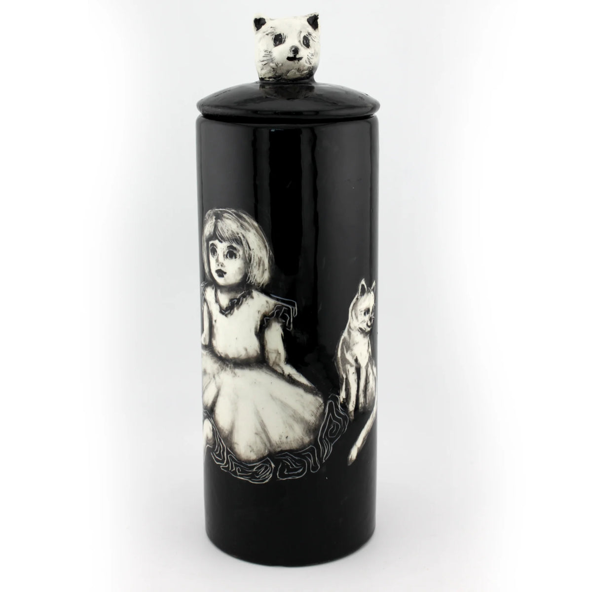 Boîte haute - " petite fille aux chats "