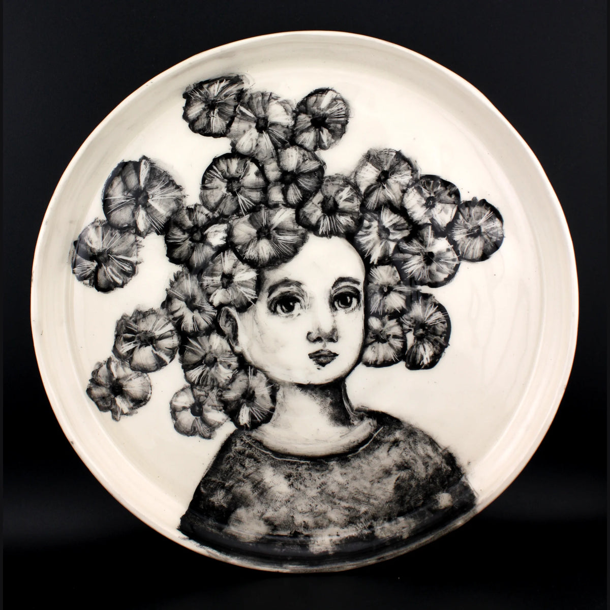 grande assiette "portrait fleuri"